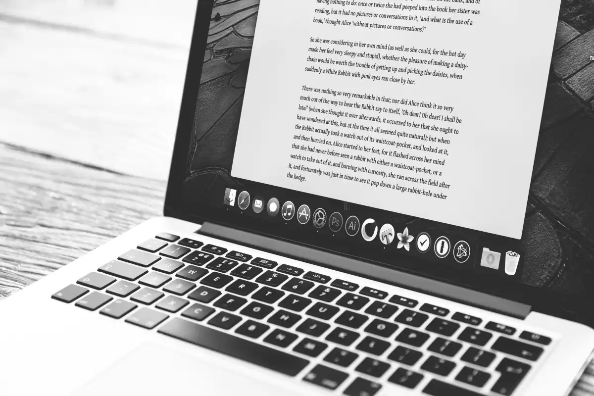 a laptop with a piece of content