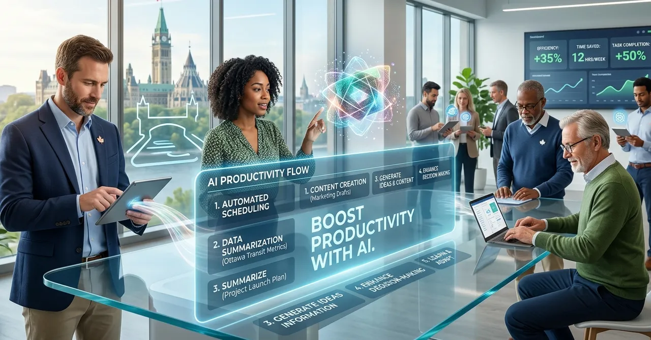 AI productivity workflow on a laptop